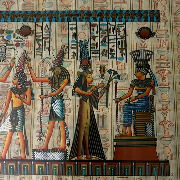 21” W x 7.25” L x 1” Custom Framed Hand Painted Papyrus Egyptian Art from Egypt - Picture 8 of 12